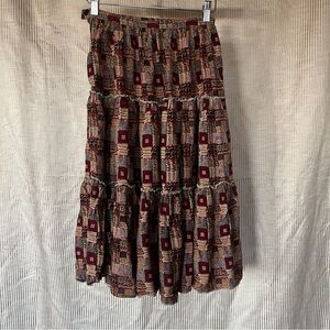 Vintage 70s Nicole Miller for P.J. Walsh New York 3 Tiered Geometric Skirt